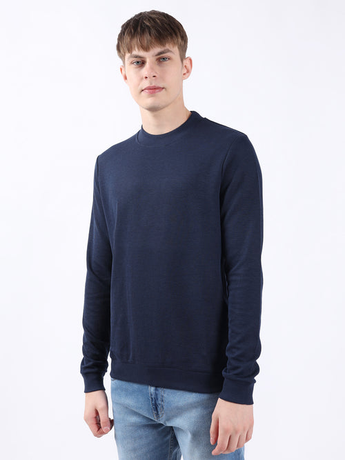 SOLID NAVY HIGHNECK SWEATSHIRT