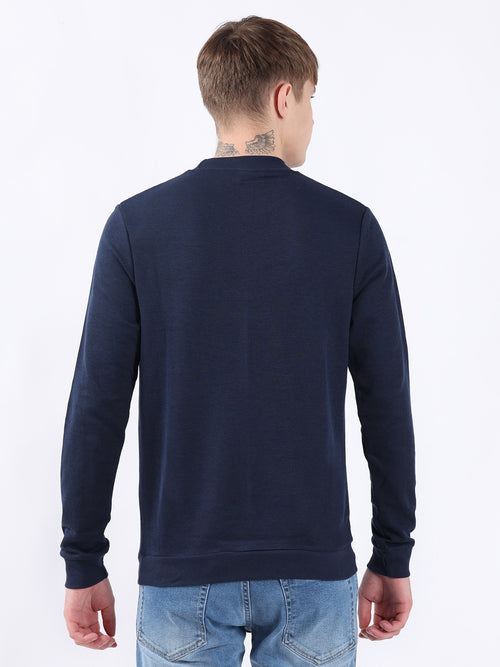 SOLID NAVY HIGHNECK SWEATSHIRT