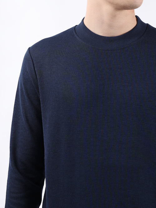 SOLID NAVY HIGHNECK SWEATSHIRT
