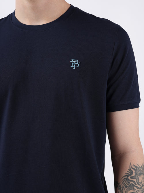 NAVY ROUND NECK LIGHT WEIGHT T-SHIRT