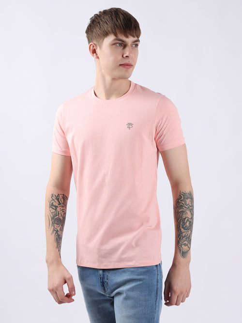 PINK ROUND NECK LIGHT WEIGHT T-SHIRT