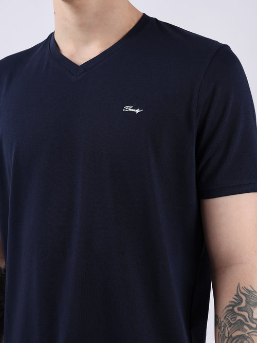 NAVY V-NECK LIGHT WEIGHT T-SHIRT