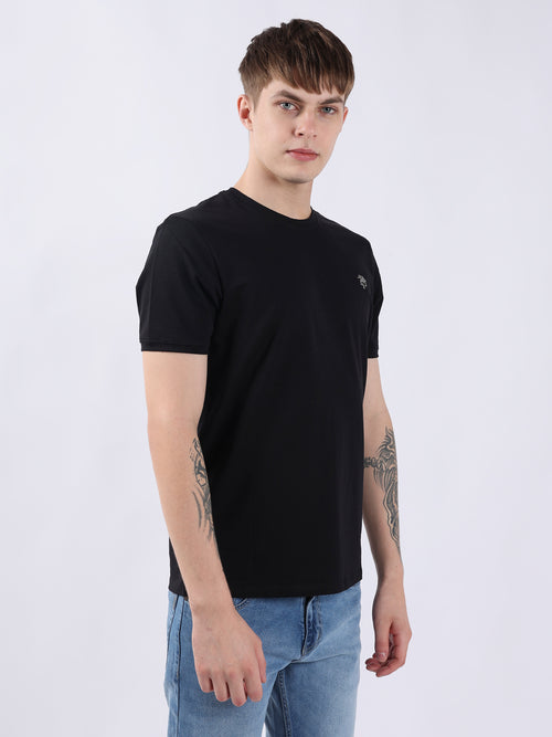 SOLID BLACK ROUND NECK LIGHT WEIGHT T-SHIRT