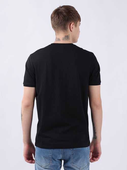 SOLID BLACK ROUND NECK LIGHT WEIGHT T-SHIRT