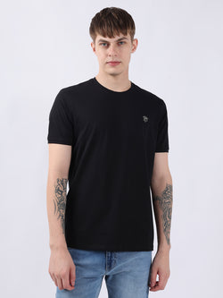 SOLID BLACK ROUND NECK LIGHT WEIGHT T-SHIRT