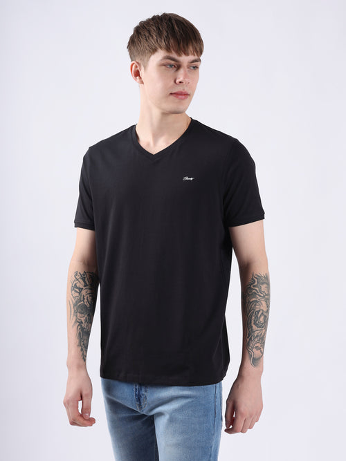 BLACK V-NECK LIGHT WEIGHT T-SHIRT