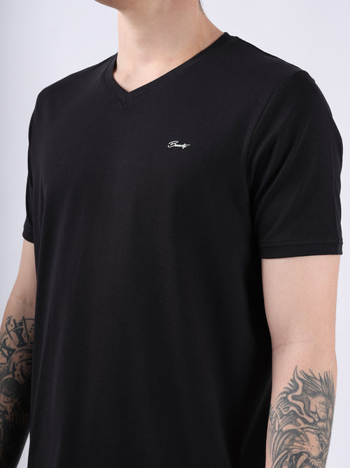 BLACK V-NECK LIGHT WEIGHT T-SHIRT