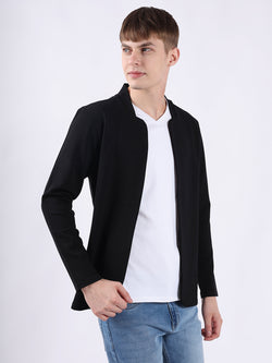 BLACK STYLISH STRETCH CARDIGAN