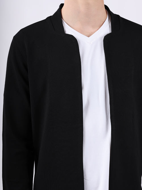 BLACK STYLISH STRETCH CARDIGAN