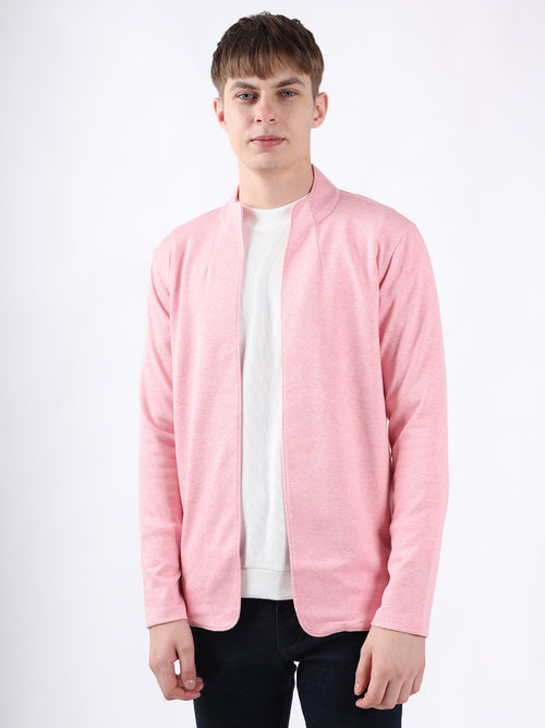 PINK JACQUARD KNIT LIGHTWEIGHT CARDIGAN