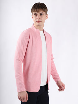 PINK JACQUARD KNIT LIGHTWEIGHT CARDIGAN