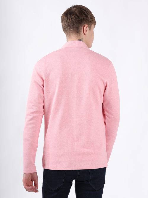 PINK JACQUARD KNIT LIGHTWEIGHT CARDIGAN