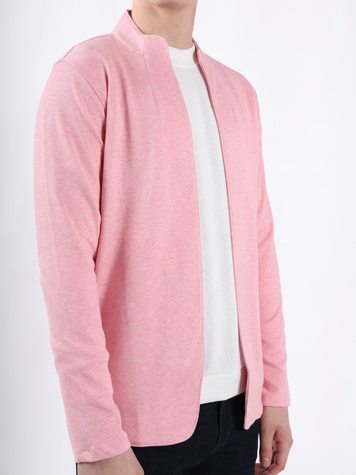 PINK JACQUARD KNIT LIGHTWEIGHT CARDIGAN