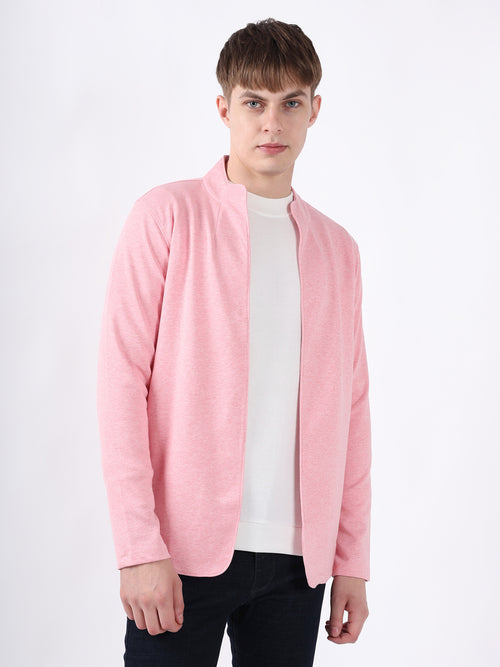 PINK JACQUARD KNIT LIGHTWEIGHT CARDIGAN