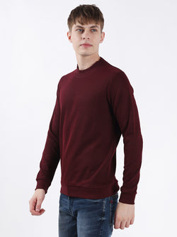 MAROON PLAIN HIGHNECK SWEATSHIRT