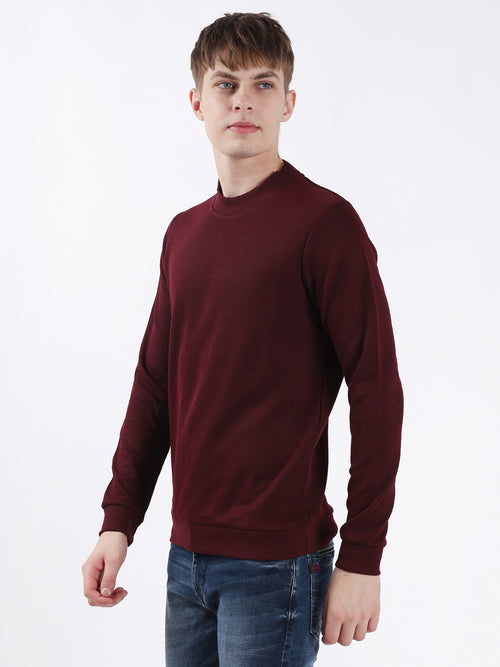 MAROON PLAIN HIGHNECK SWEATSHIRT