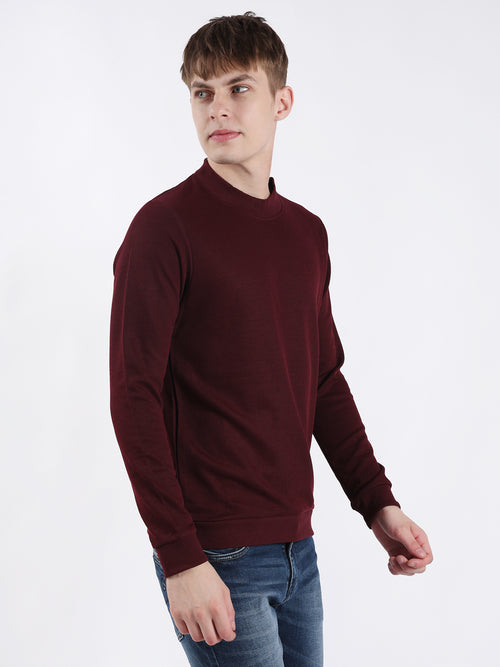 MAROON PLAIN HIGHNECK SWEATSHIRT