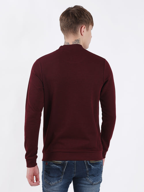 MAROON PLAIN HIGHNECK SWEATSHIRT