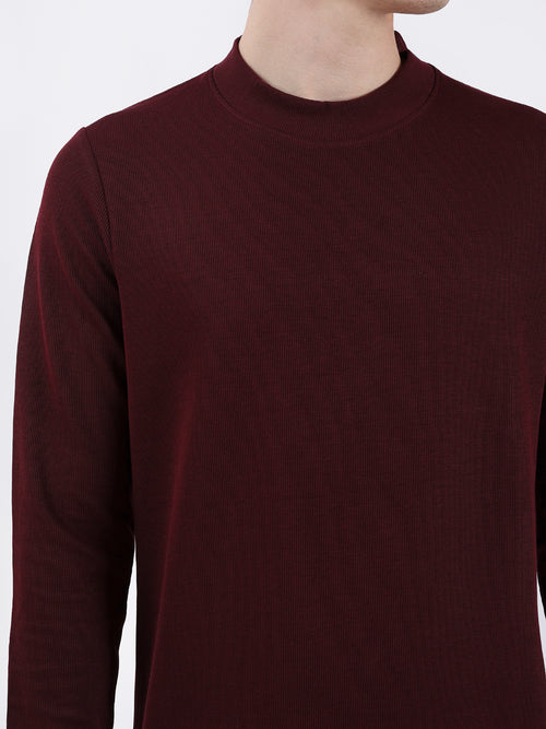 MAROON PLAIN HIGHNECK SWEATSHIRT
