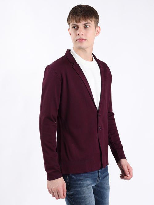 MAROON STYLISH STRETCH BLAZER