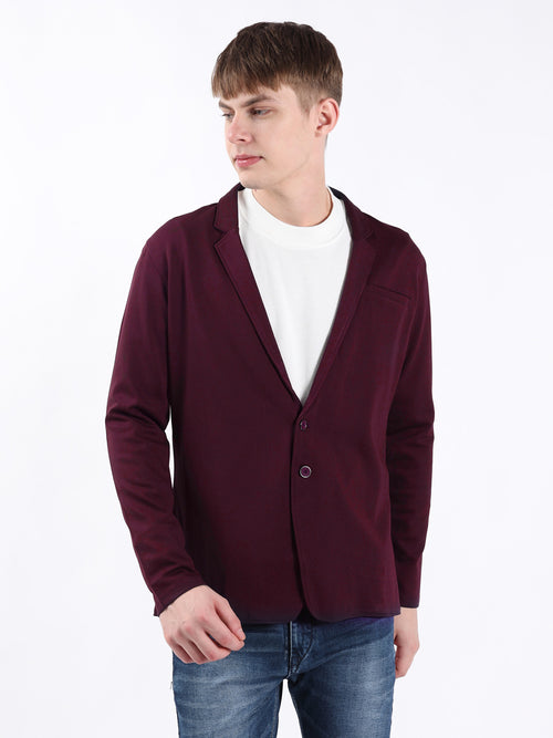 MAROON STYLISH STRETCH BLAZER