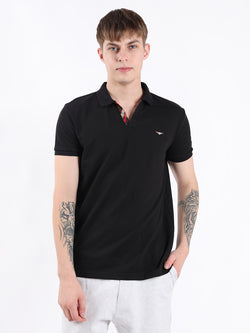 BLACK MEN'S POLO T-SHIRT