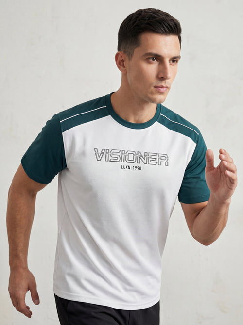 Bonnaty "Visioner" Colorblock Raglan-Style T-Shirt - White/Teal