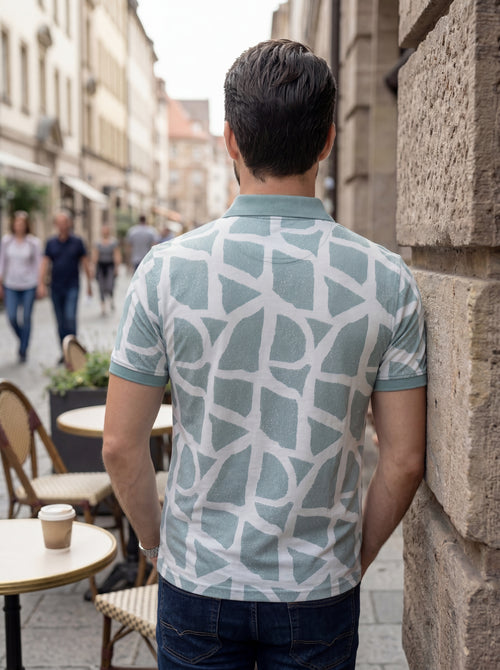 Men’s "Mosaic Geo" Printed Polo – Sage & Mint