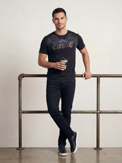 Men’s "Apex Wing" Graphic T-Shirt – Crisp Black & Silver