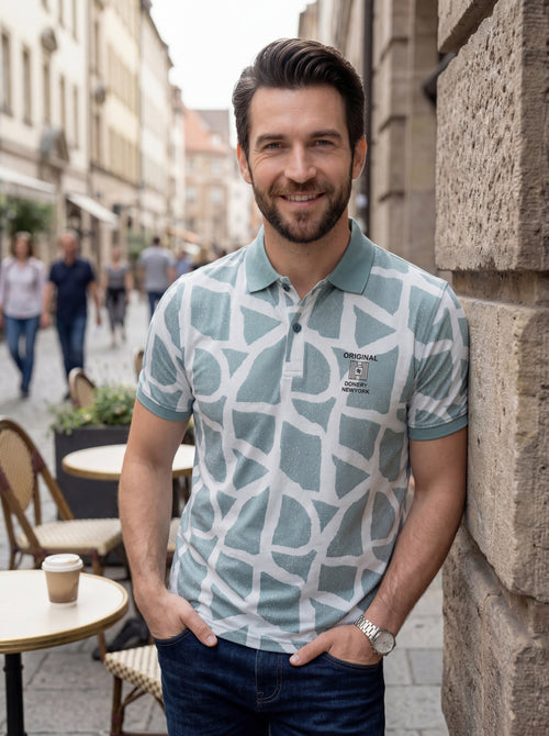 Men’s "Mosaic Geo" Printed Polo – Sage & Mint