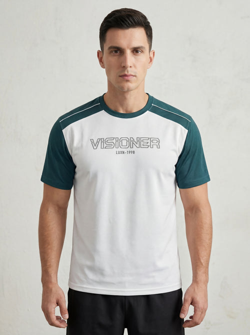 Bonnaty "Visioner" Colorblock Raglan-Style T-Shirt - White/Teal