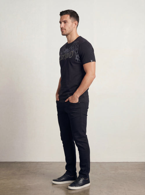 Men’s "Apex Wing" Graphic T-Shirt – Crisp Black & Silver