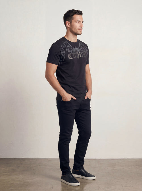 Men’s "Apex Wing" Graphic T-Shirt – Crisp Black & Silver